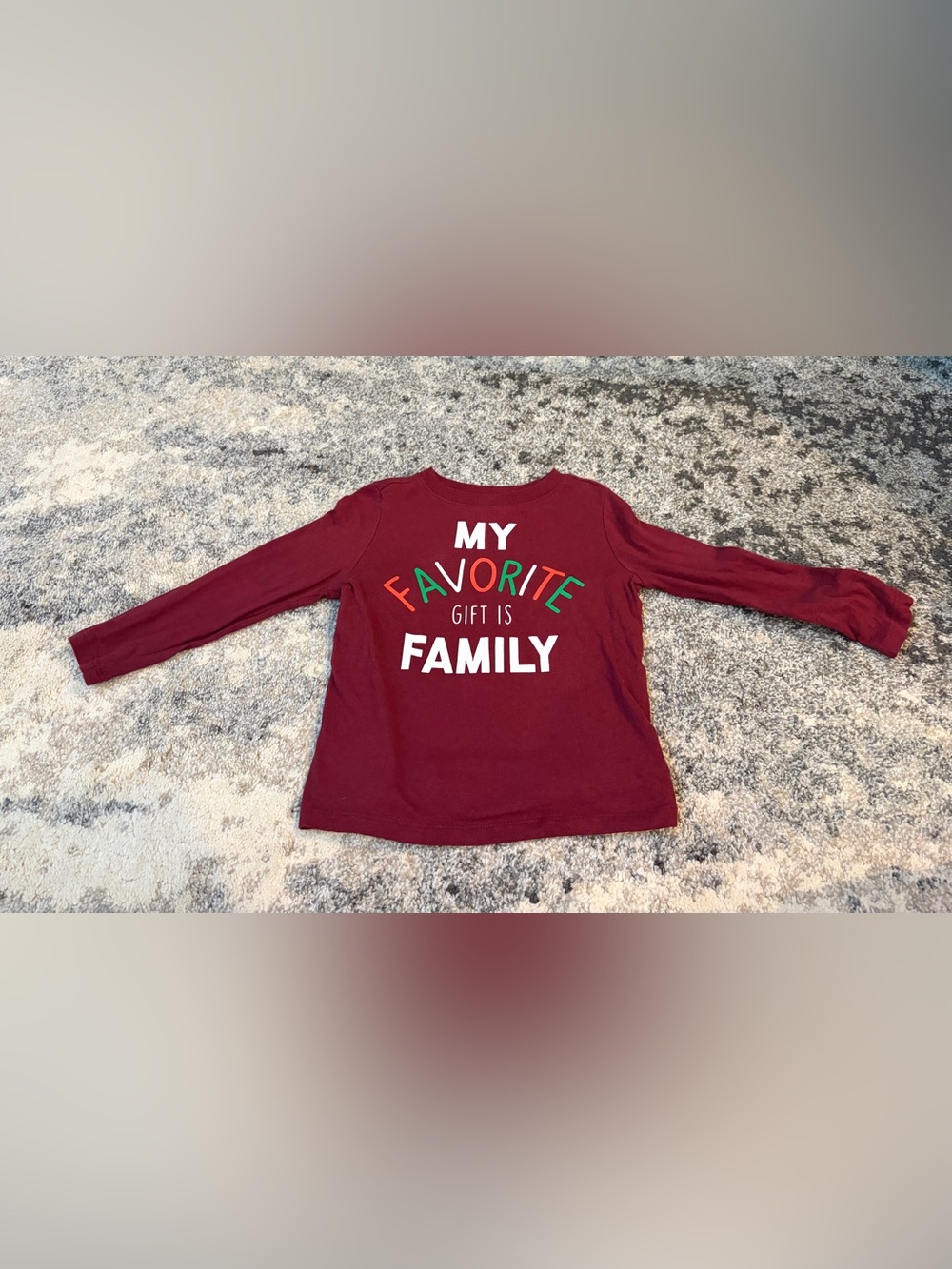 Kids 'My Favorite Gift Is Family' Long Sleeve Tee Christmas 3t